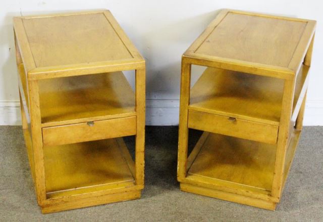 Appraisal: Midcentury Pair of Dunbar One Drawer End Tables Pair of