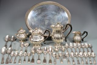 Appraisal: Silver Tea Service Assorted Coin Silver st grouping Italian silver