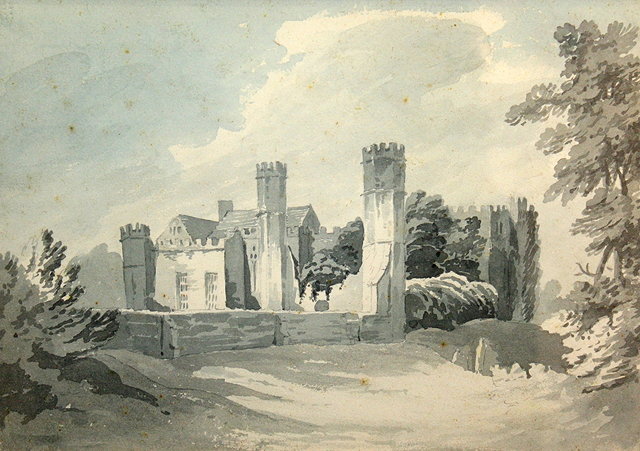 Appraisal: JAMES BOURNE - A castle ruin watercolour in grey and