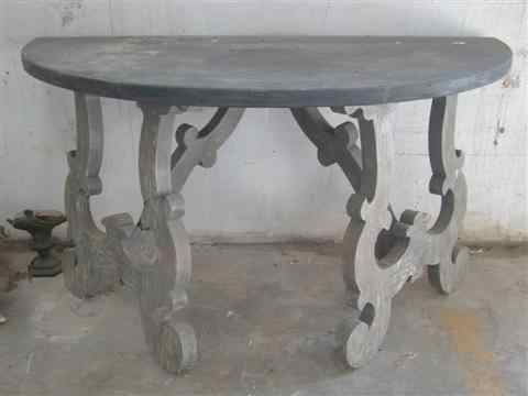 Appraisal: ITALIAN BAROQUE STYLE STAINED WOOD DEMI-LUNE TABLE with shaped scroll