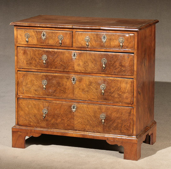 Appraisal: George II Crossbanded Figured Walnut Chest of Drawers Circa -