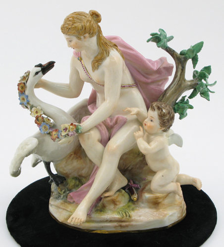 Appraisal: MEISSEN PORCELAIN FIGURINE Lida and the Swan the scantily clad