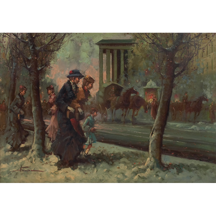 Appraisal: Artist Unknown American th century ''Street Scene '' c oil