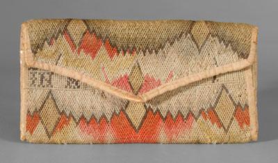 Appraisal: needlework pocketbook wool on canvas flame stitch pattern created by