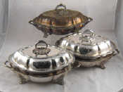 Appraisal: A pair of Old Sheffield Plate chafing dishes of shaped