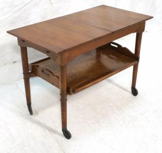 Appraisal: STICKLEY Cherry Rolling Bar Tea Cart Expandable Removable large handled