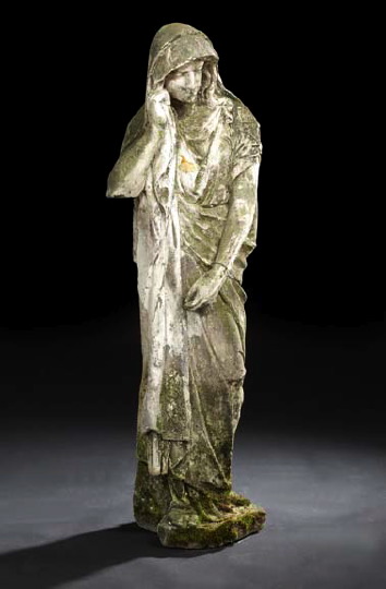 Appraisal: Ecclesiastical Cast-Stone Garden Figure of the Virgin Mary the surface