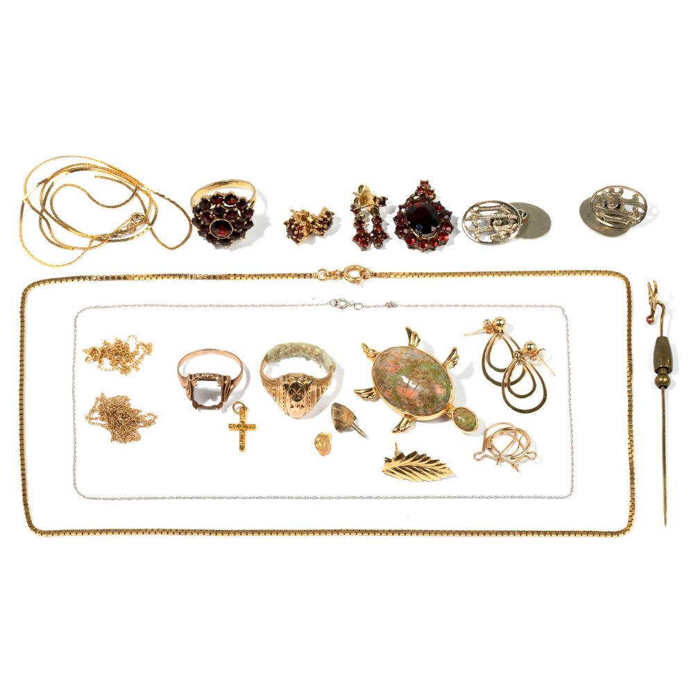 Appraisal: GOLD SCRAP JEWELRY ASSORTMENT items including dental gold pieces k