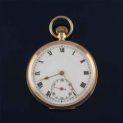 Appraisal: A ct gold open faced pocket watch white enamel dial