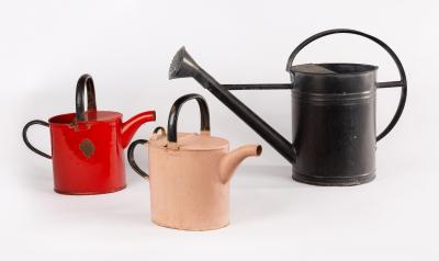 Appraisal: Three painted watering cans