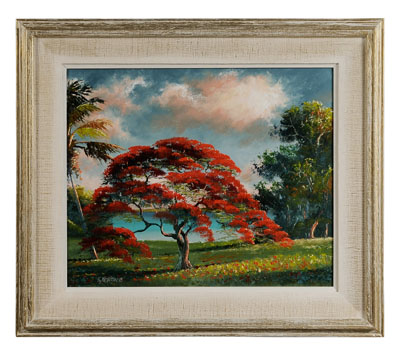 Appraisal: Sam Newton Florida born Highwaymen Landscape with Red Oak signed