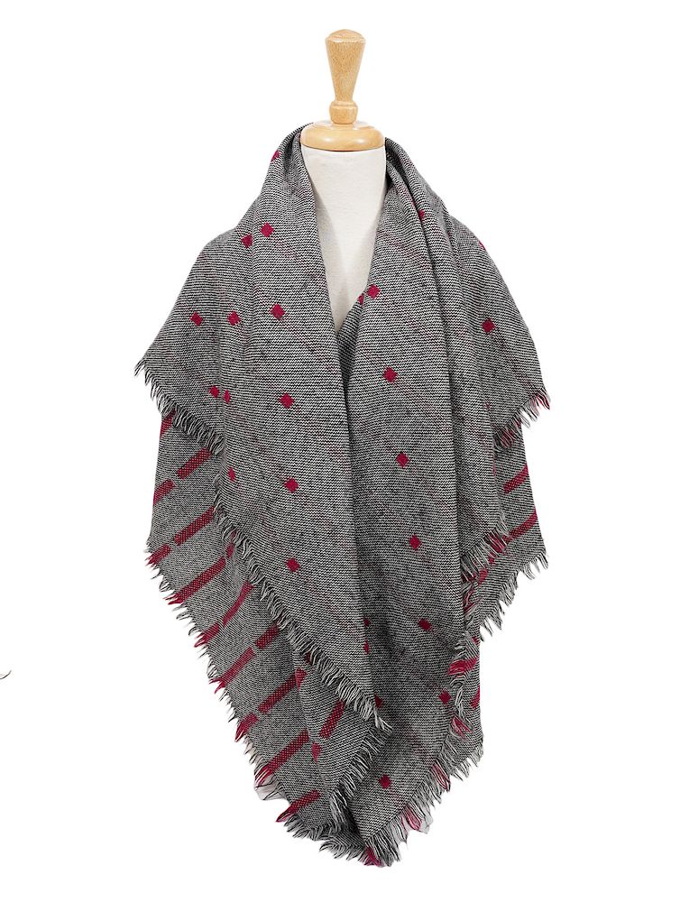 Appraisal: Gianni Versace Wool Gray Pink Shawl Wrap Gianni Versace Wool