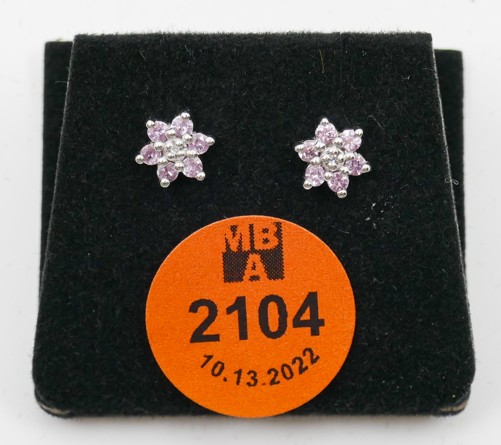 Appraisal: Pair k Diamond Pink Sapphire Star Stud Earrings mm -