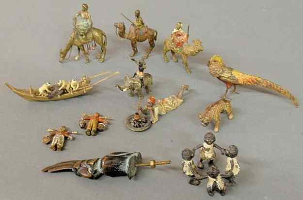 Appraisal: Group of twelve small mostly cold painted Vienna bronzes to