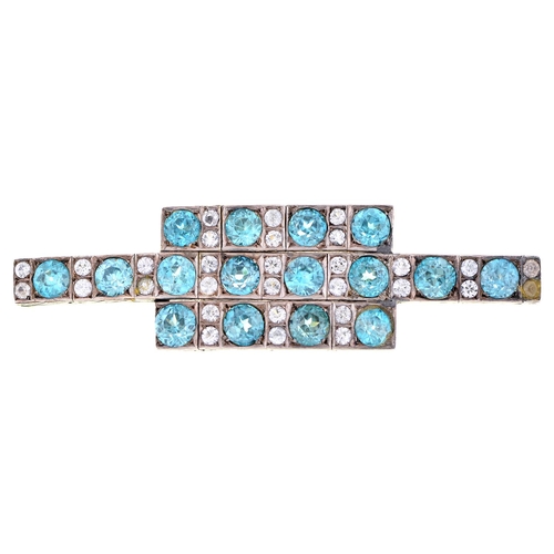 Appraisal: A blue zircon and white stone brooch c adapted from