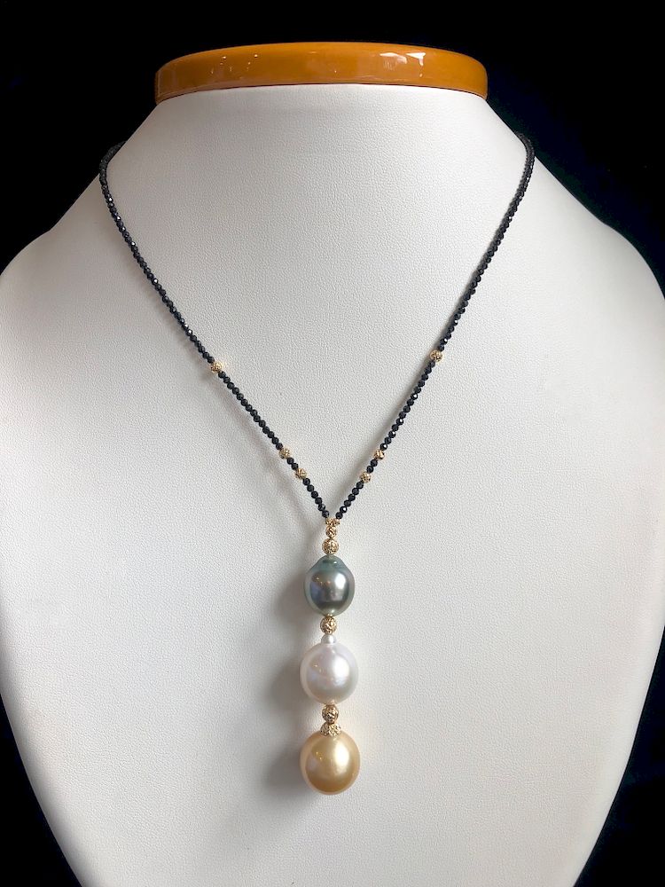 Appraisal: mm x mm South Sea Pearl Trio Drop Necklace Exclusive