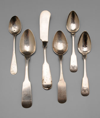 Appraisal: Southern Coin Silver Flatware Virginia th century Two John Adams