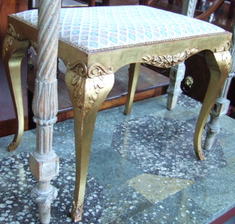 Appraisal: A th century gilt framed rectangular dressing stool with a