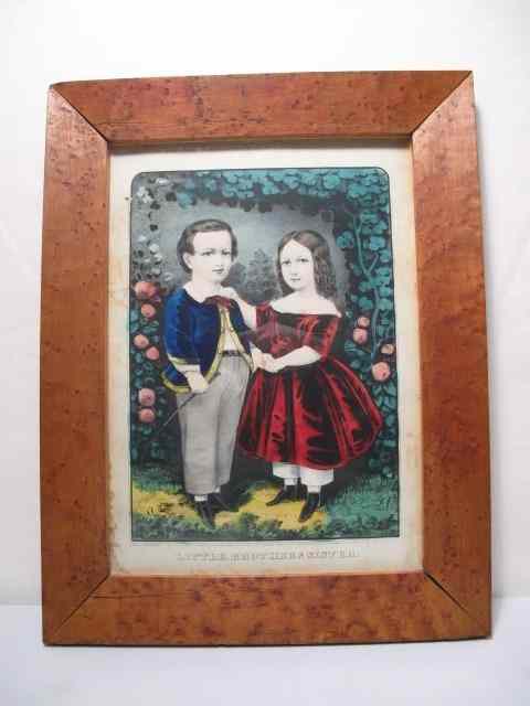 Appraisal: Original Currier Ives hand colored lithograph ''Little Brother Sister'' Framed