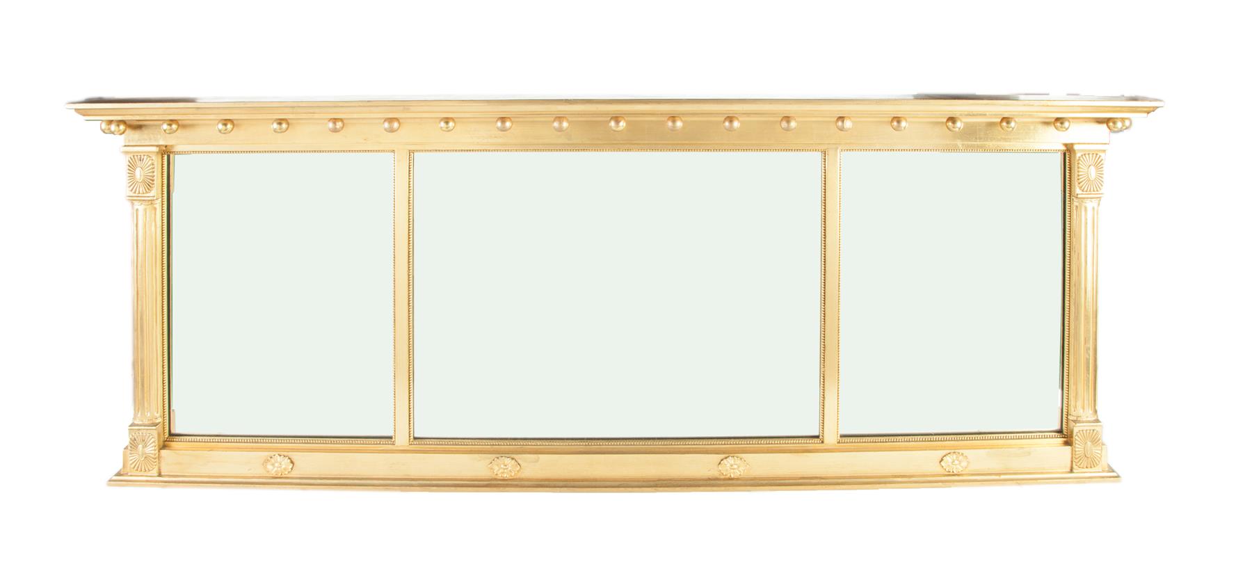 Appraisal: FEDERAL-STYLE GILT FRAMED THREE-SECTION MIRROR American early th century Ball