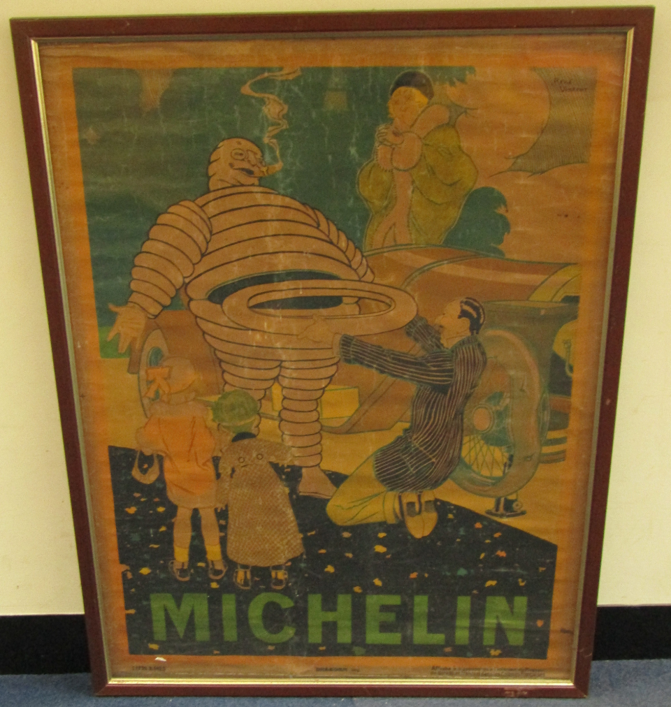 Appraisal: A 's Michelin poster designed by Rene Vincent Draege Imp