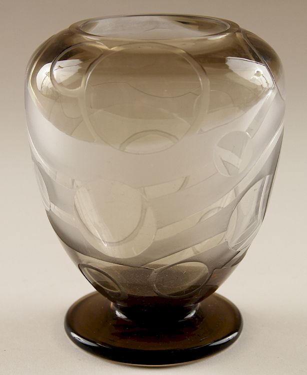 Appraisal: ART DECO ART GLASS VASE MARKED CHARDER An Art Deco