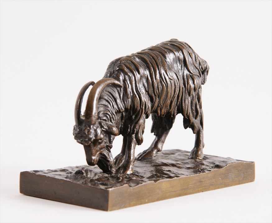 Appraisal: AFTER ANTOINE-LOUIS BARYE GOAT GRAZING Bronze with impressed signature x