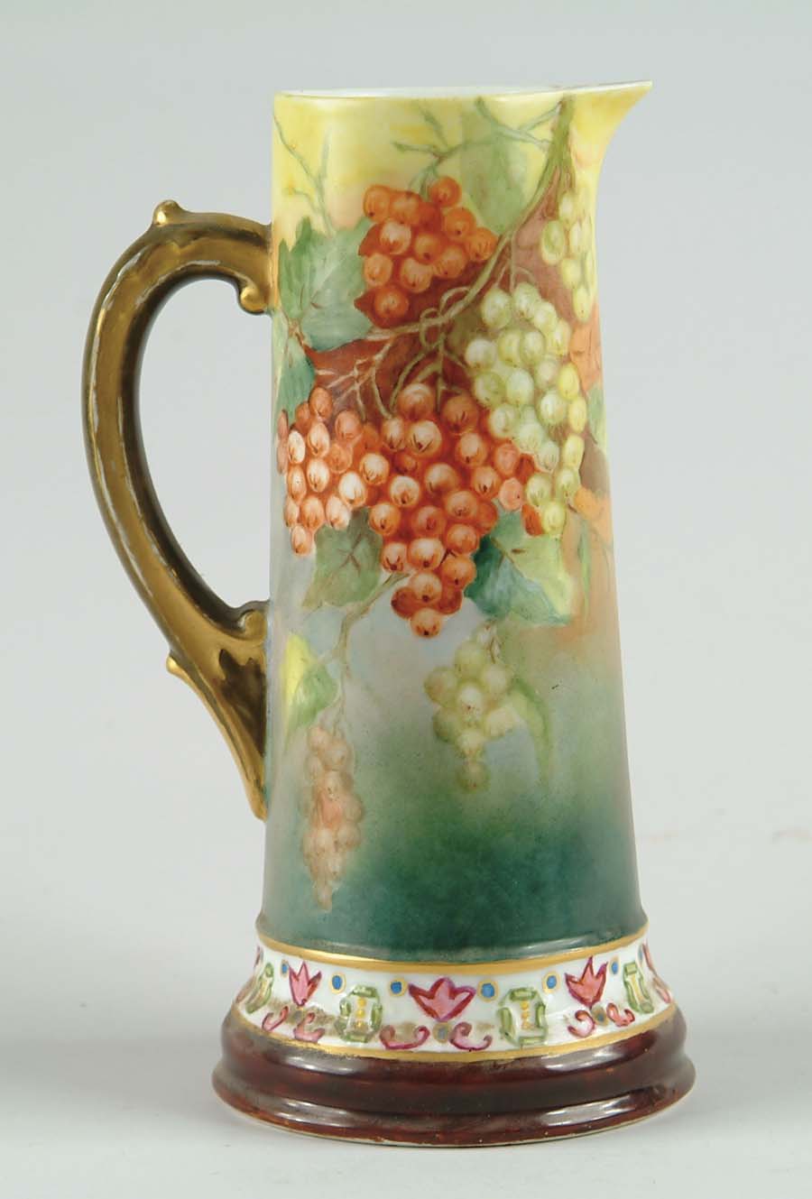 Appraisal: HAND PAINTED LIMOGES LEMONADE PITCHER Initialed and dated October Tall