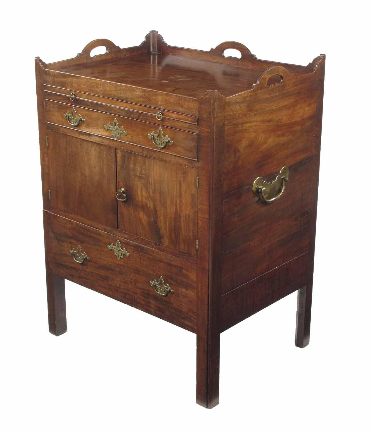 Appraisal: A George III mahogany bedside tray top commode