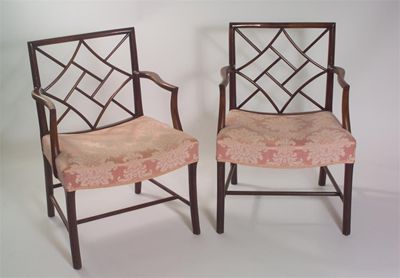 Appraisal: A pair of George III Scottish mahogany cockpen open armchairs