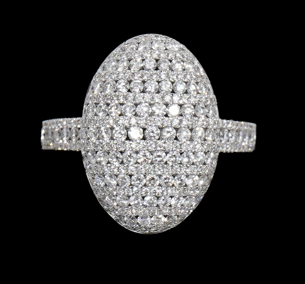 Appraisal: CTS PAVE DIAMONDS K ITALIAN WG RINGContemporary Italian pave diamond