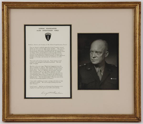 Appraisal: Facsimile of the D-Day Order of the Day signed by