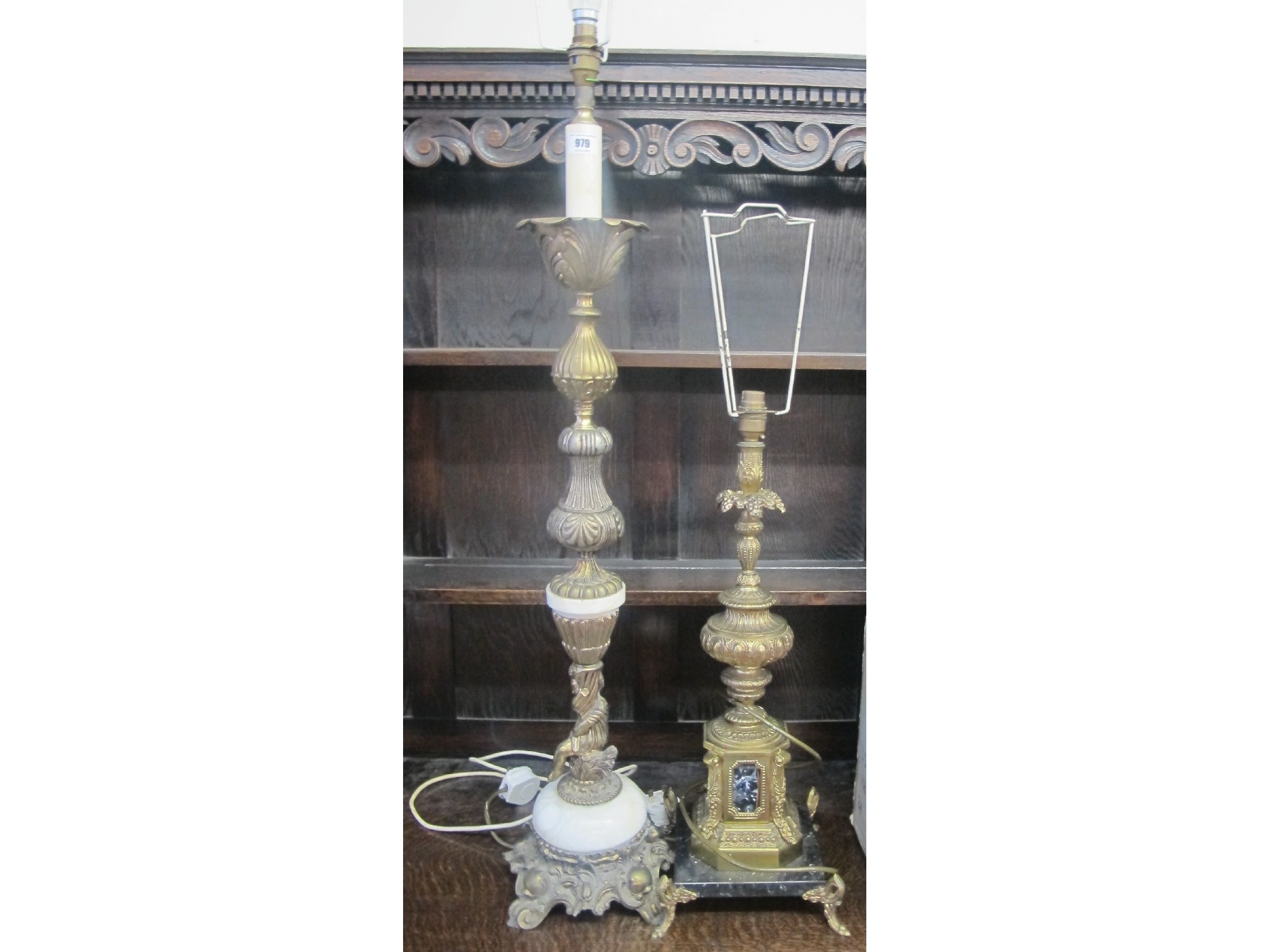 Appraisal: Two brass table lamps