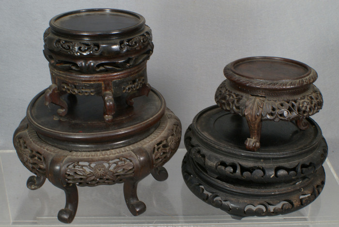 Appraisal: assorted Oriental carved teakwood stands th- th c Estimate -