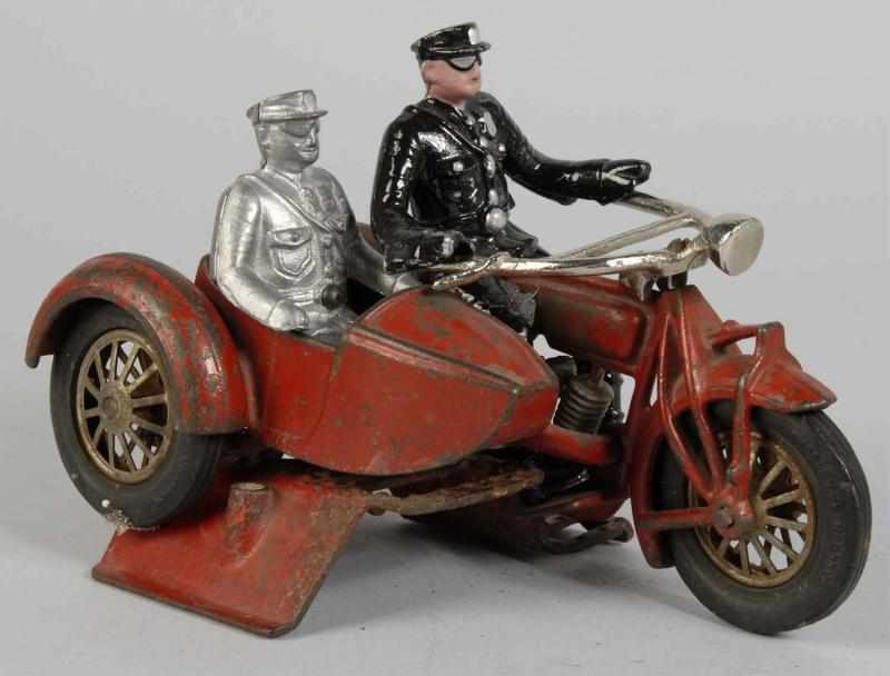 Appraisal: Cast Iron Hubley Indian Motorcycle Sidecar Toy Description American Includes