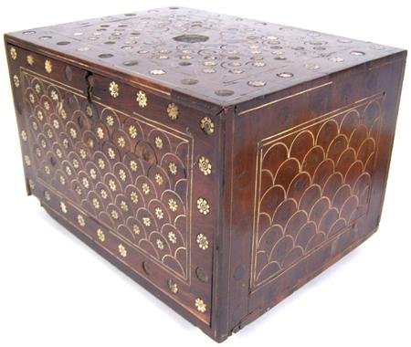 Appraisal: INDO-PORTUGUESE ROSEWOOD AND BONE INLAID TABLE CABINET POSSIBLY MUGHAL TH