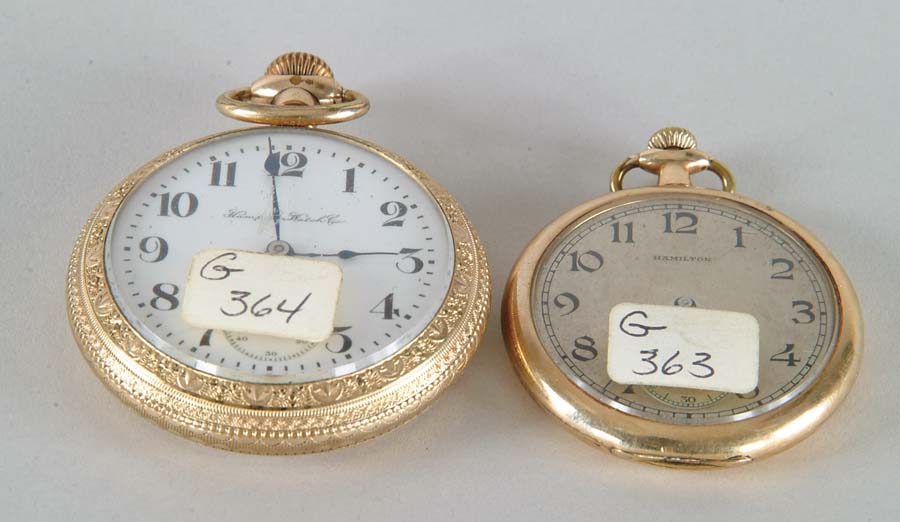 Appraisal: LOT OF TWO GOLD FILLED POCKET WATCHES Hampden Watch Co