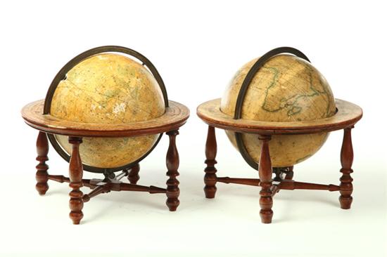 Appraisal: PAIR OF TABLE-TOP GLOBES Merriam and Moore Troy New York