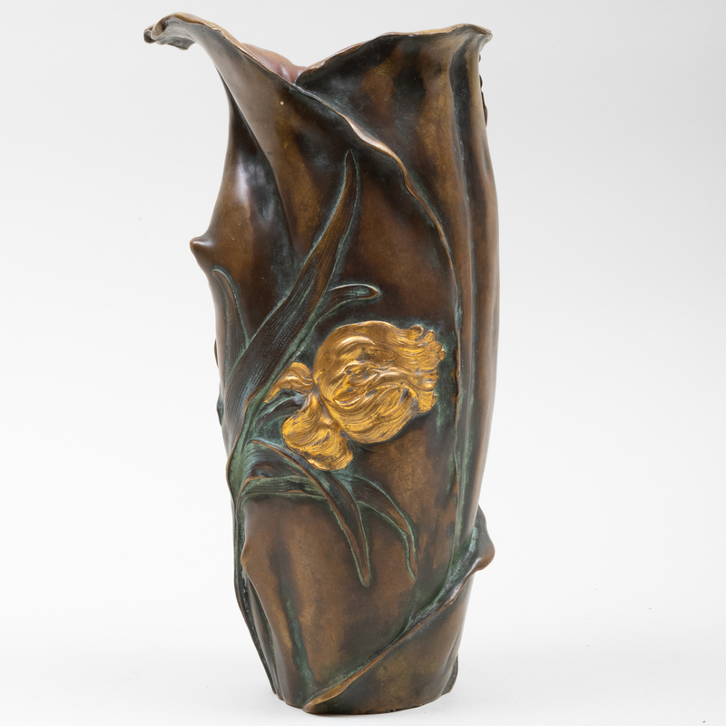 Appraisal: ANTOINE BOFILL PATINATED AND GILT BRONZE ART NOUVEAU VASE Cast