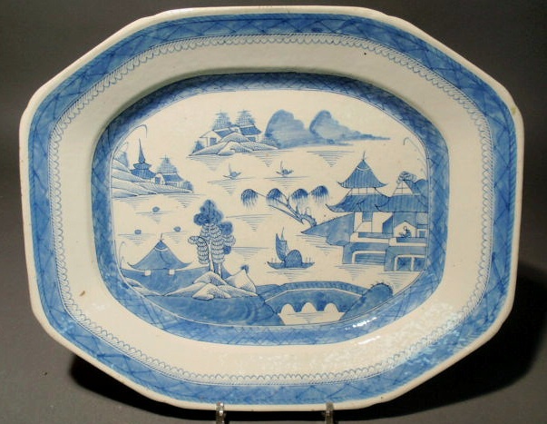 Appraisal: Blue and white Canton platter th c x