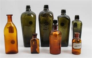 Appraisal: A Collection of Eight Glass Bottles Height of tallest inches