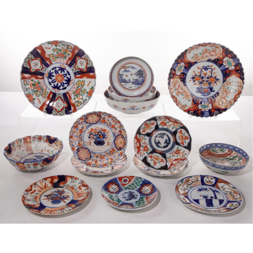 Appraisal: JAPANESE IMARI PORCELAIN ASSORTMENT items including an Edo style scalloped