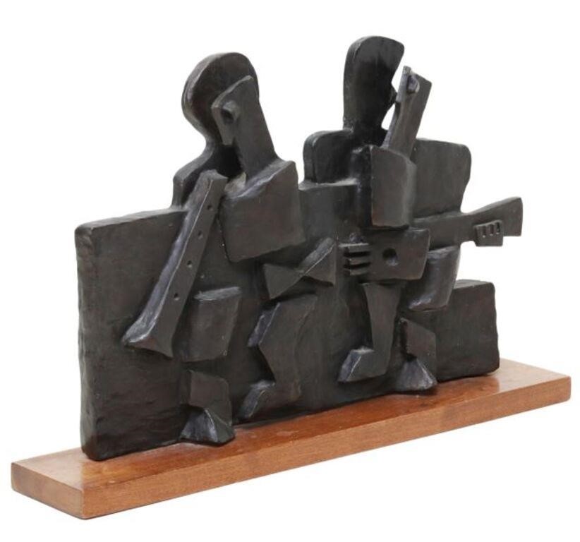 Appraisal: Cubist style bronze sculpture The Musicians in the manner of