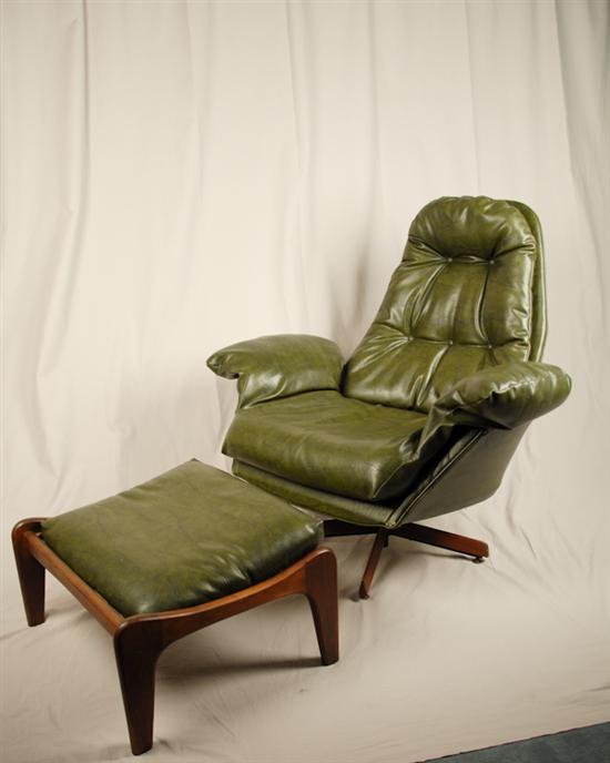 Appraisal: Green Craft Associates Vinyl Chair and Ottoman with swivel and