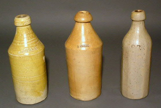 Appraisal: Three stoneware bottles- H F Clark J Ashman and a