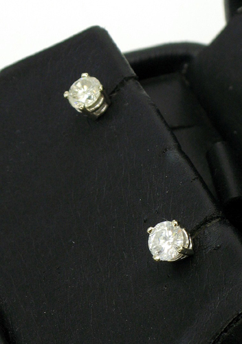 Appraisal: PAIR OF DIAMOND AND K WHITE GOLD EAR STUDS each