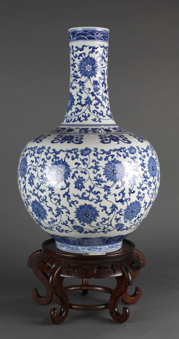 Appraisal: LARGE CHINESE BLUE AND WHITE BOTTLE VASE Chinese blue and