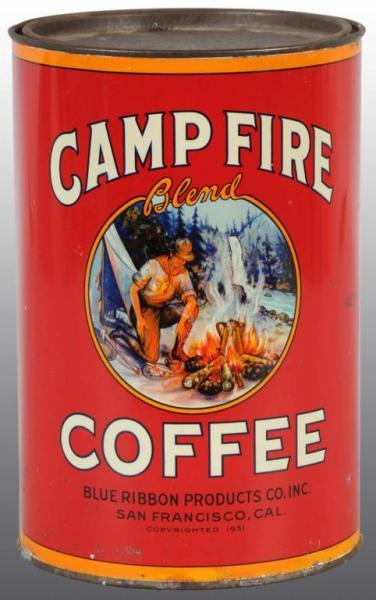 Appraisal: Campfire Coffee Tin Description Manufactured by Blue Ribbon Products Company