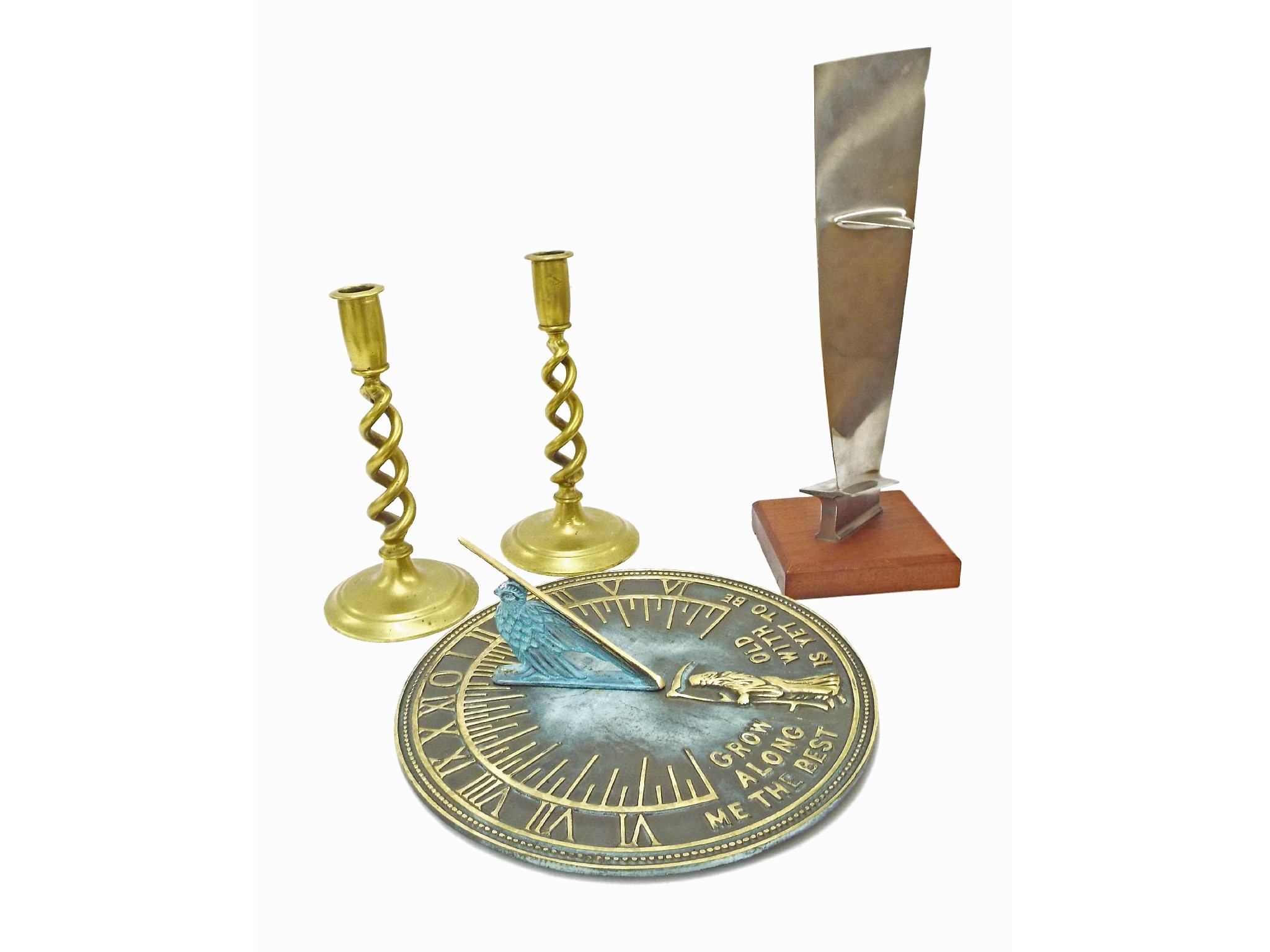 Appraisal: Mixed metalware to include cast metal and brass sun dial