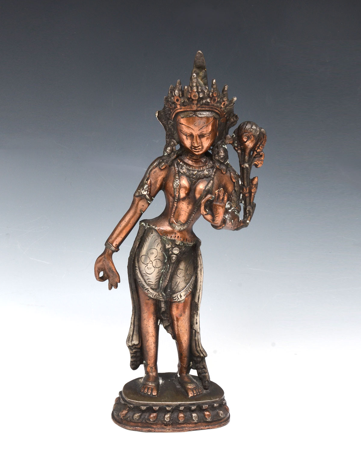 Appraisal: TALL CHINESE SILVER COPPER QUAN YIN STATUE Chinese Silver Copper